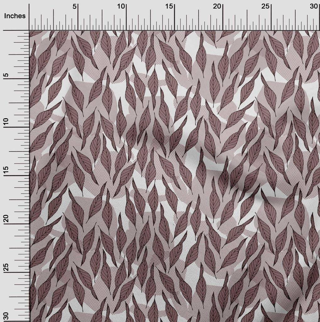 oneOone Cotton Cambric Dark Rose Brown Fabric Leaves Dress Material Fabric Print Fabric By The Yard 42 Inch