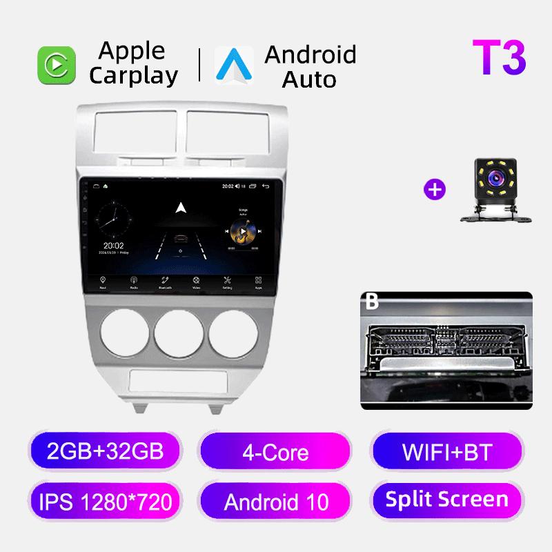 Autoradio Android Auto Carplay Voor Dodge Caliber 2007-2010 Multimedia Speler Head Unit Stereo GPS Navigatie BT WIFI 2+32GB