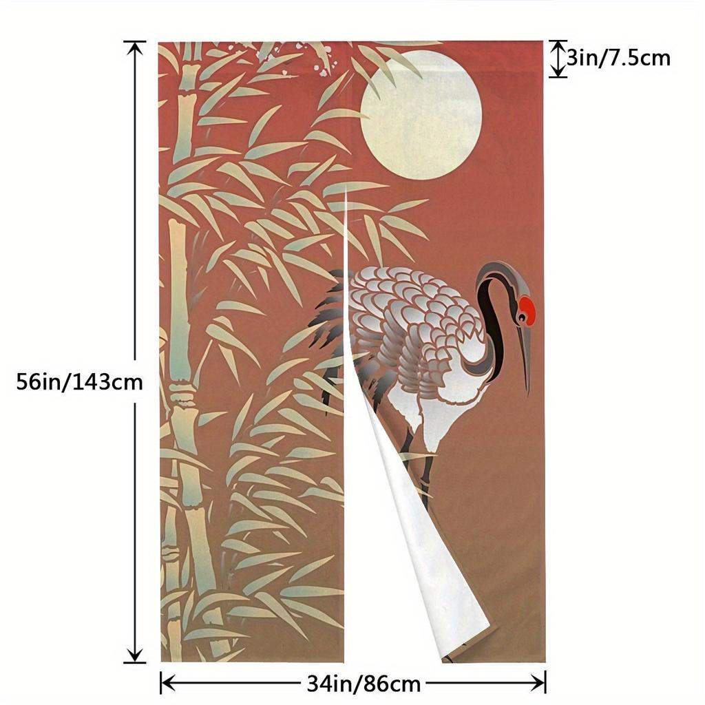 1pc Japanese-Style Door Curtain with Elegant Bamboo Design, Easy Rod Pocket Installation, Size 34x56 Inches – Perfect for Room/E