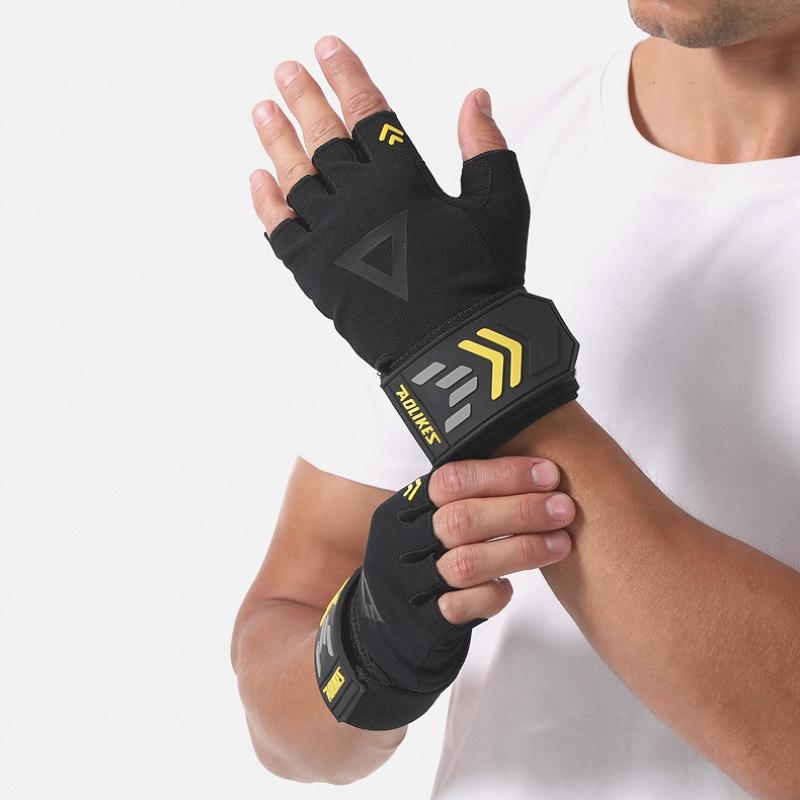 Weightlifting Gloves Wristband Support Breathable Anti-Slip Sports Gym Gloves Bodybuilding Powerlifting Fitness Training