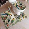 Hummingbird Bath Mat Set White Flowers Green Plants Birds Rustic Home Carpet Bathroom Decor Floor Rugs U-Mats Toilet Lid Cover