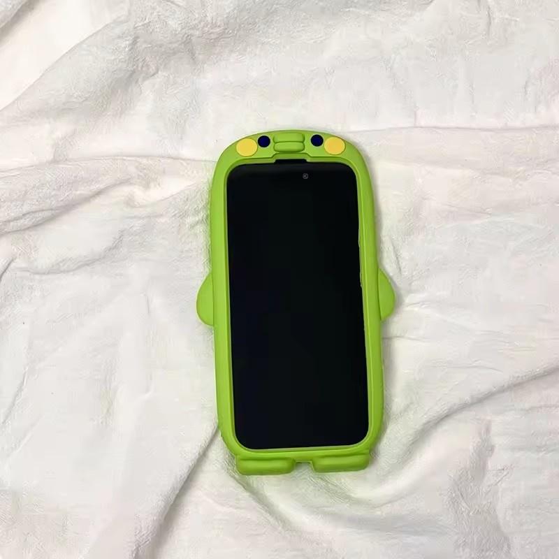 

Ударопрочный чехол для iPhone 17 Air 16 15 14 13 Pro Max Жидкий силикон Мягкий Милый Мультяшный Тамагочи 3D Защита от падения Моющийся чехол iPhone 16 Pro Max зелёный
