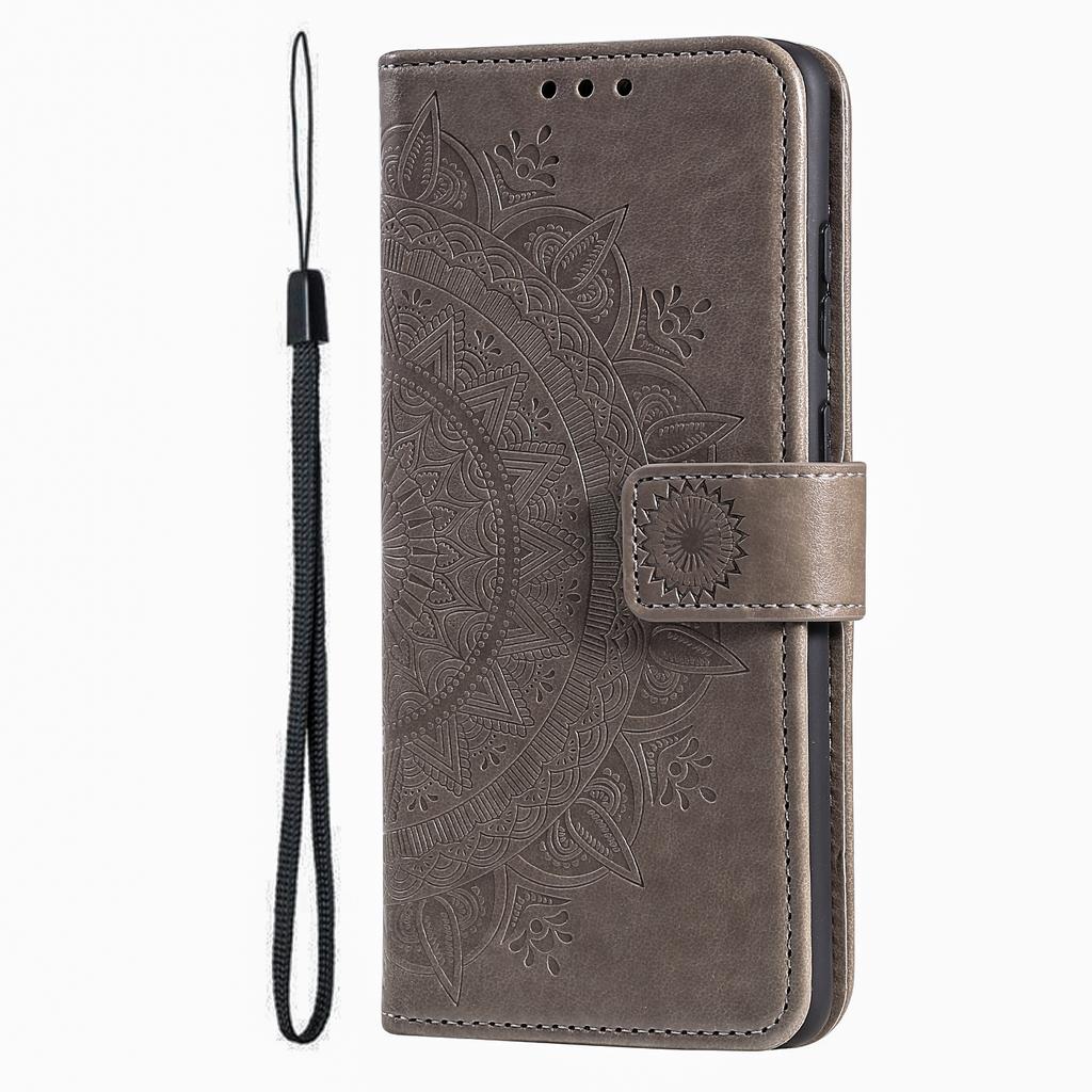 For iPhone 16 Stand Case PU Leather Wallet Phone Cover Totem Imprinted