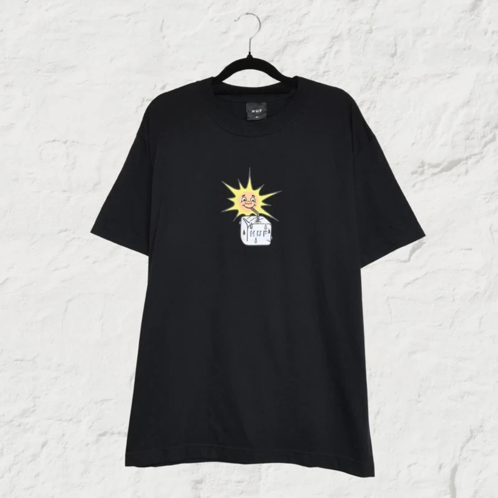 HUF Sippin Sun Graphic T Shirt Black M Retro Summer Streetwear Skate Tee 2XL