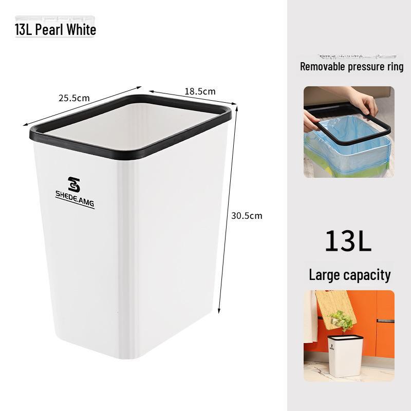 

Creative Push-Top Square Trash Can with Laser Logo for Home, Bedroom, and Bathroom
