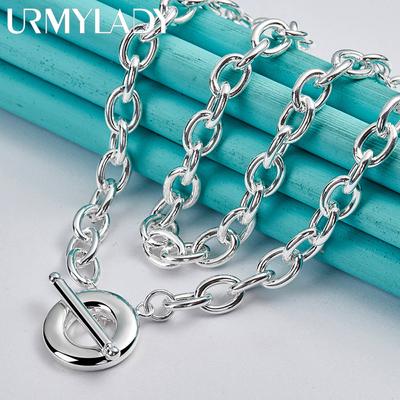 URMYLADY Plata de Ley 925 Redonda Cadena OT 18 Pulgadas Collar con Charm Para Mujer Joyería de Moda