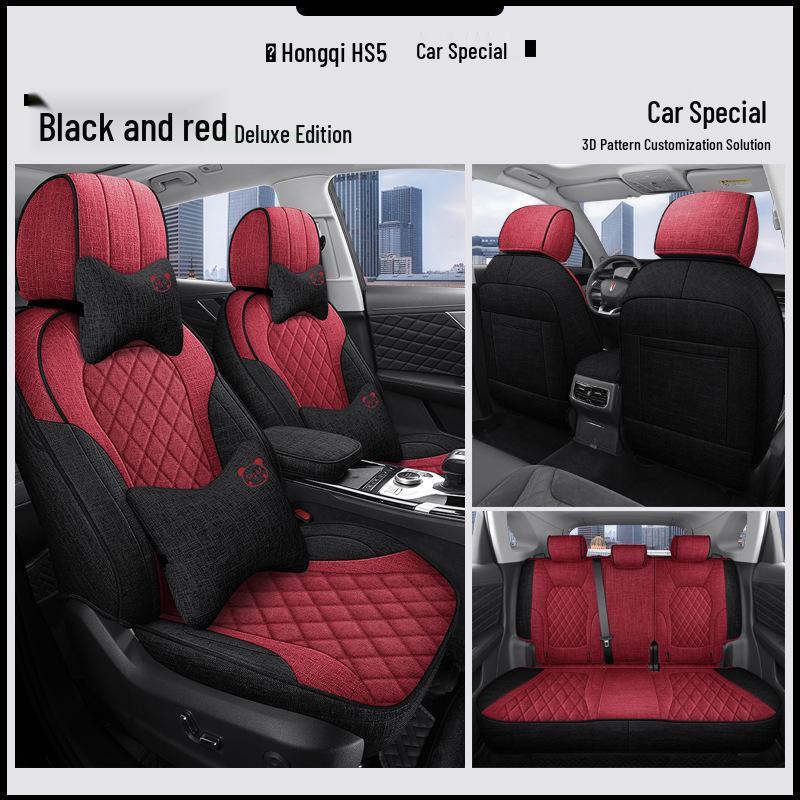 Hongqi HS5 Universal Car Seat Cover - Four Seasons Linen Fabric Full Coverage Cushion