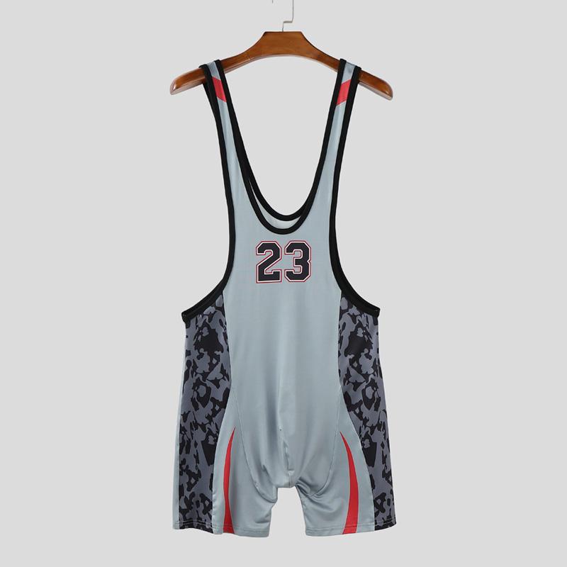 

Мужские облегающие комбинезоны без рукавов с принтом букв, боди для дома 5XL серый