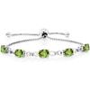Gem Stone King 3-6 Cttw Gemstone Birthstone and Accent Lab Grown Diamond Tennis Bracelet For Women | 925 Sterling Silver | 7X5MM Oval | Adjustable