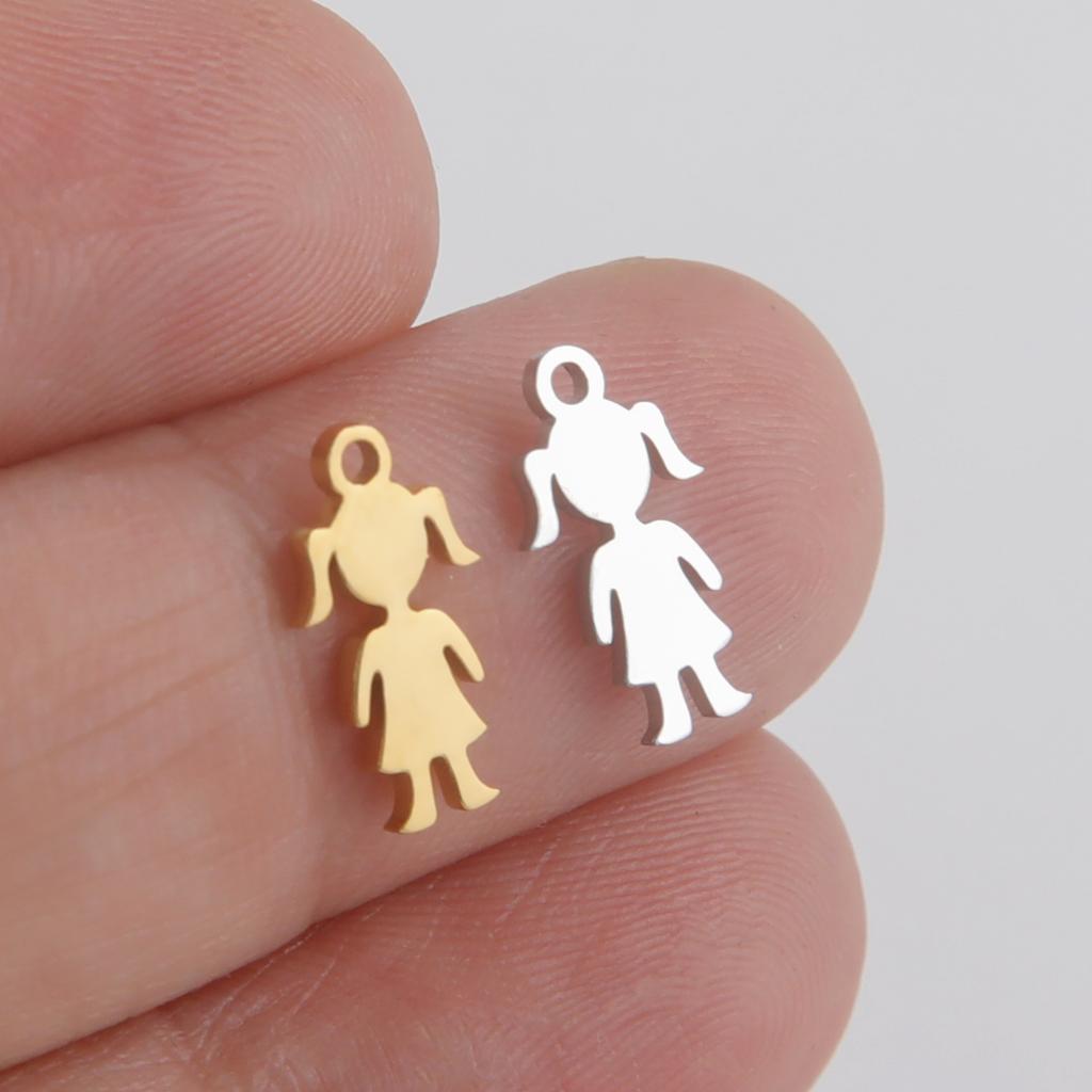 5pcs/lot Boys Charms for Jewelry Making Stainless Steel Gold DIY Necklace Bracelet Pendants Accessories
