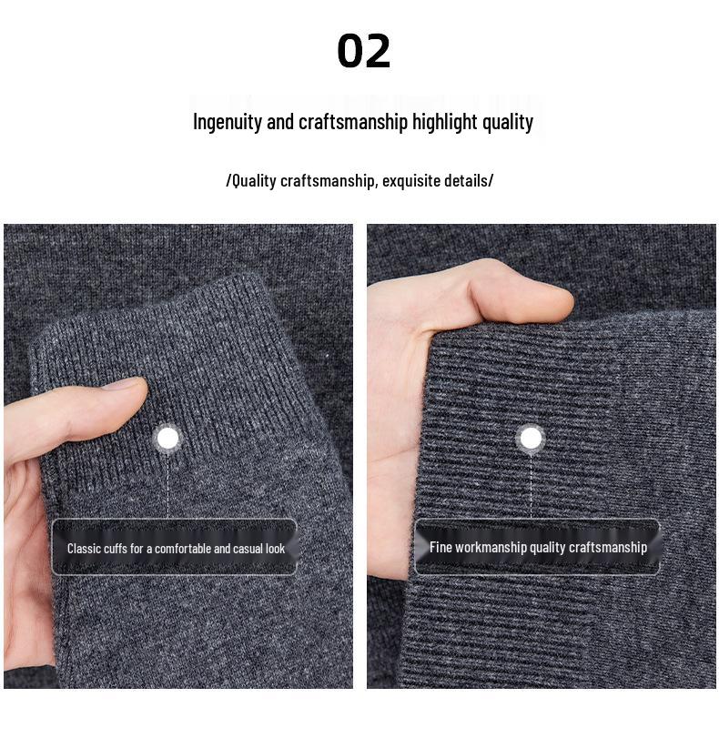 Men's 100% Pure Wool Round Neck Anti-Pilling Warm Pullover Sweater