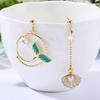 Chinese Fox Mask Folding Fan Asymmetrical Long Tassel Earrings For Women Girls Cherry Blossom Ear Hook Christmas Jewelry