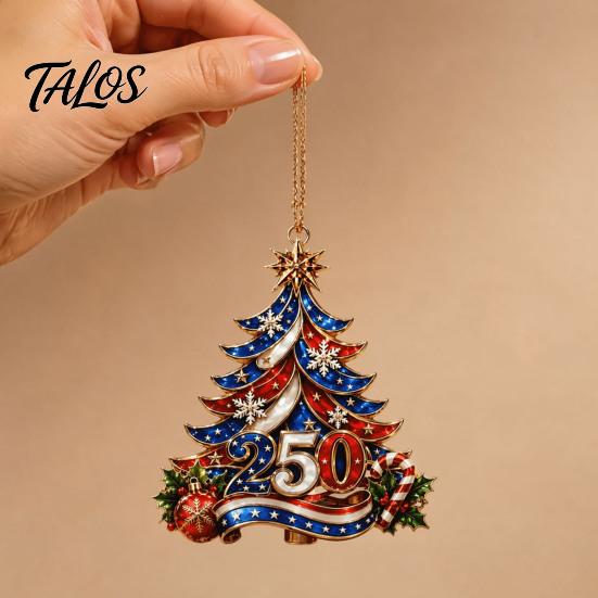 Lightweight Acrylic Pendants 250 Anniversary USA Christmas Tree Ornament, 2D 1776-2026 250th Decorations Hanging Decoration, Fourth of July