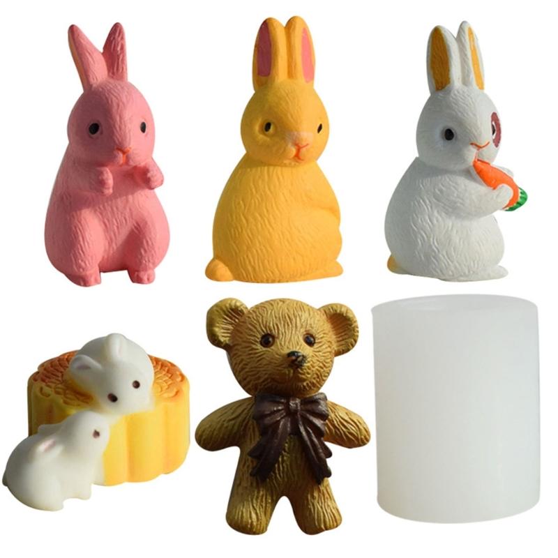 Bunny Series Fondant Epoxy Molds Manual Candle Aromath Soap Molds for Decor