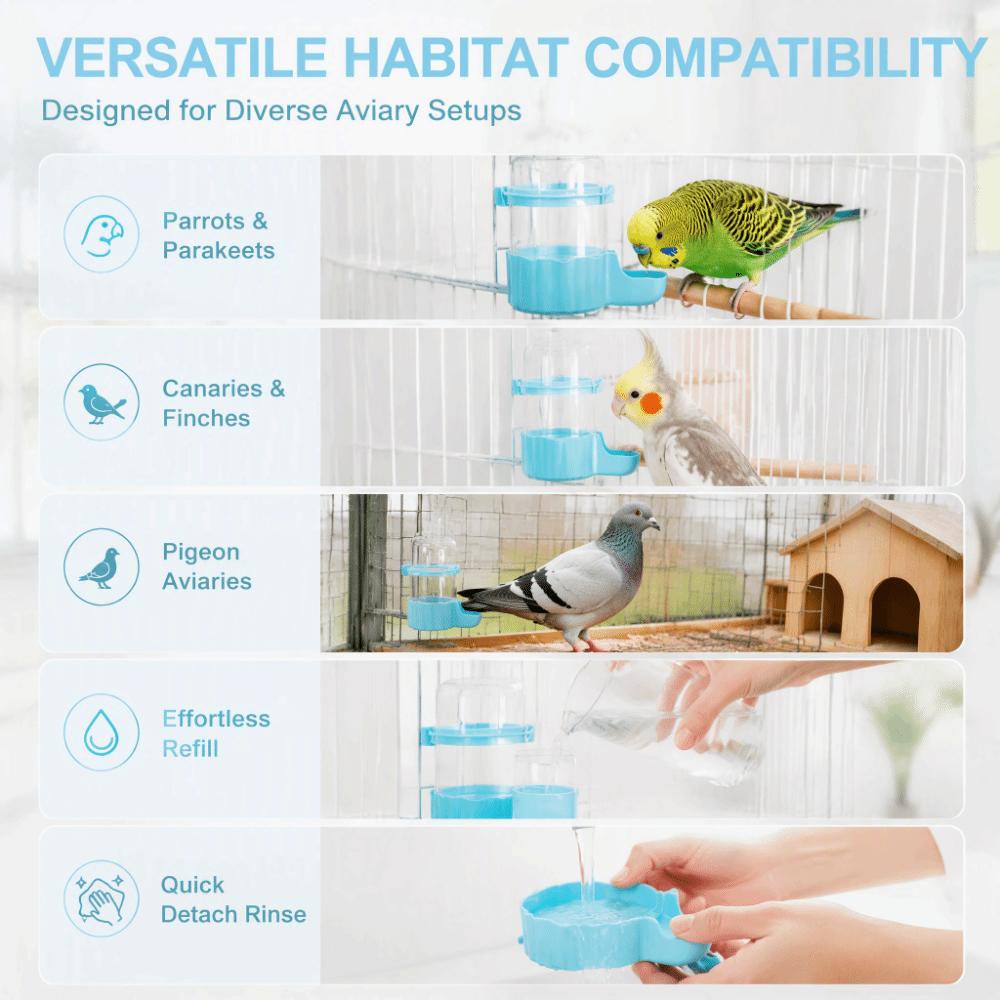Hanging or Free-Standing Automatic Bird Waterer Thickened Clear Pet Parrot Waterer For Pet Parrot