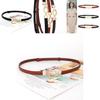 Elegant Women Pu Leather Thin Waist Belt With Letter Embellishments For Daily Wear