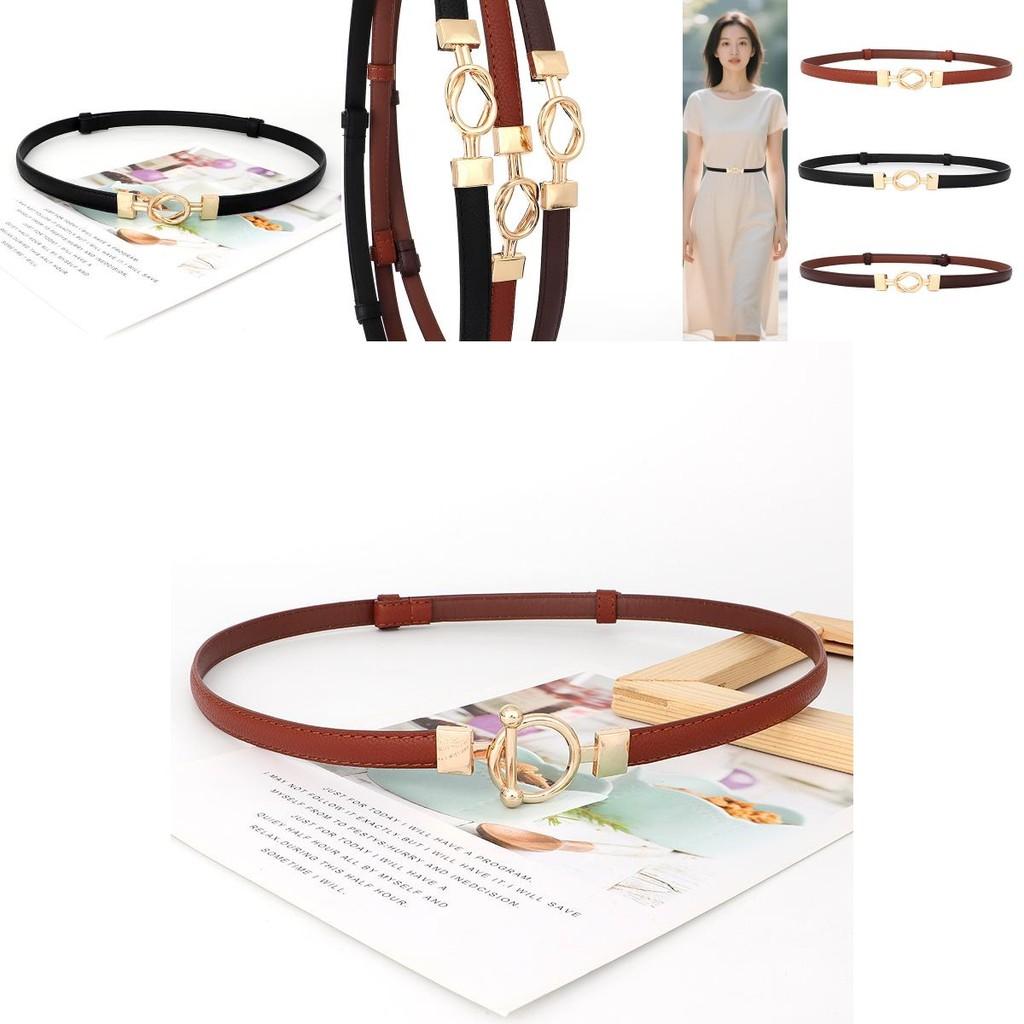 Elegant Women Pu Leather Thin Waist Belt With Letter Embellishments For Daily Wear