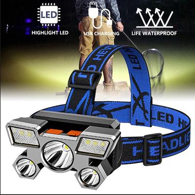 Powerful USB Rechargeable  5LED Headset Flashlight Outdoor Portable Fishing CampingHeadlights Hunting Torch HikingFront Lanterns