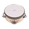 4 Inch Wooden Hand Tambourine with Metal Single Row Jingles Polyester Drum