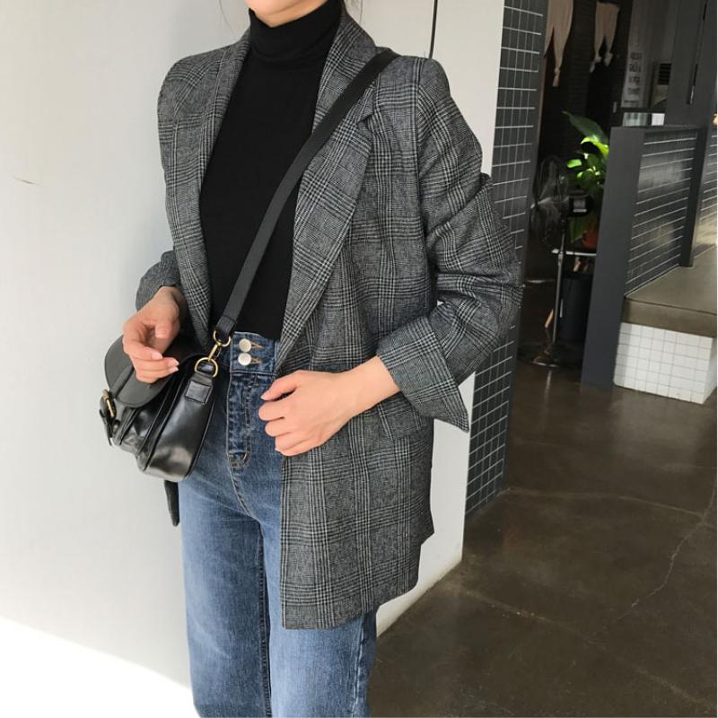 Korea Chic Retro Simple Classic Coat Women Elegant Double Breasted Blazer Jacket Office Mid-length Vintage Clothes Winter 2024