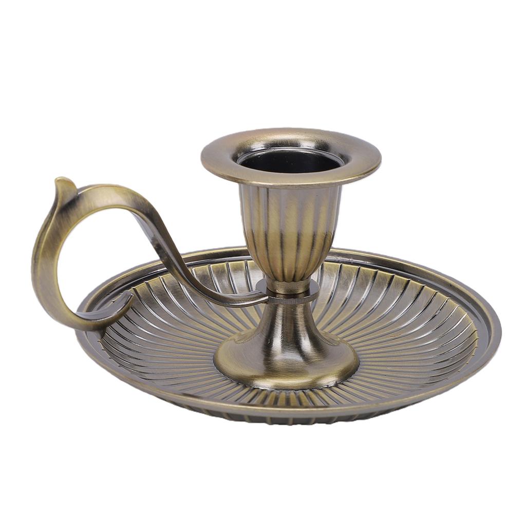Vintage Candle Holder Retro Bronze Handheld Candlestick Zinc Alloy for Table Decor Home   Decoration