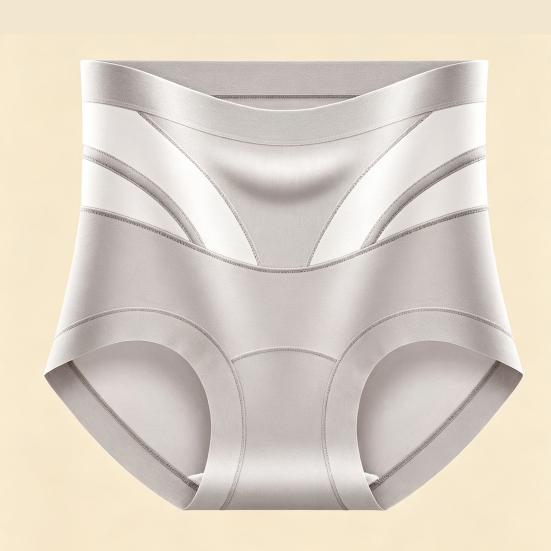 Calcinha de Cintura Alta Sem Costura com Controle de Barriga Feminina Respirável Microfibra Roupa Íntima Macia Elástica Tecido Sedoso Painéis de Renda Algodão que Absorve a Umidade