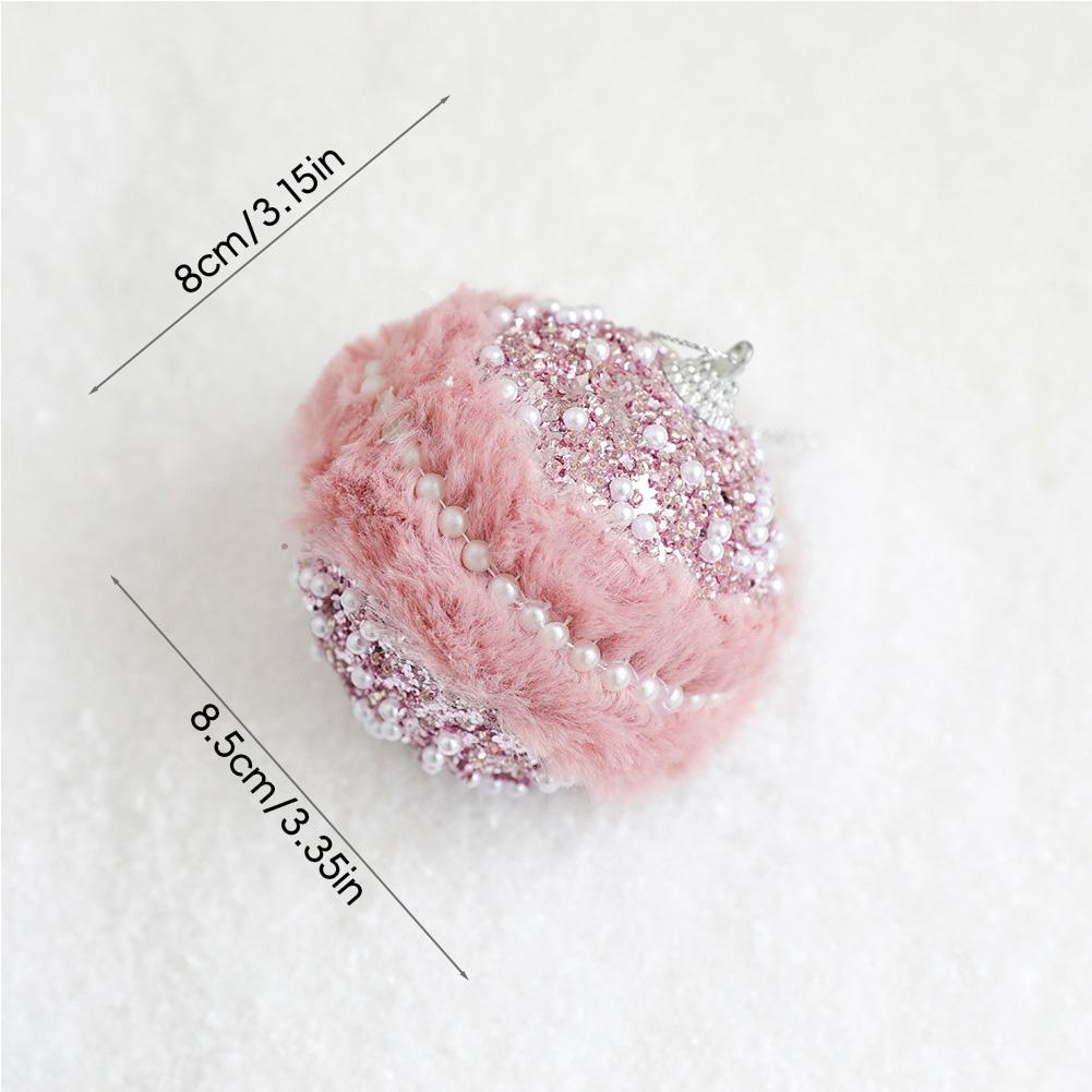 Pink Ball Star Bow Christmas Tree Pendant Creativity Plush Foam Christmas Deco Ball Luxury Sparkly Xmas Home Hanging Decoration