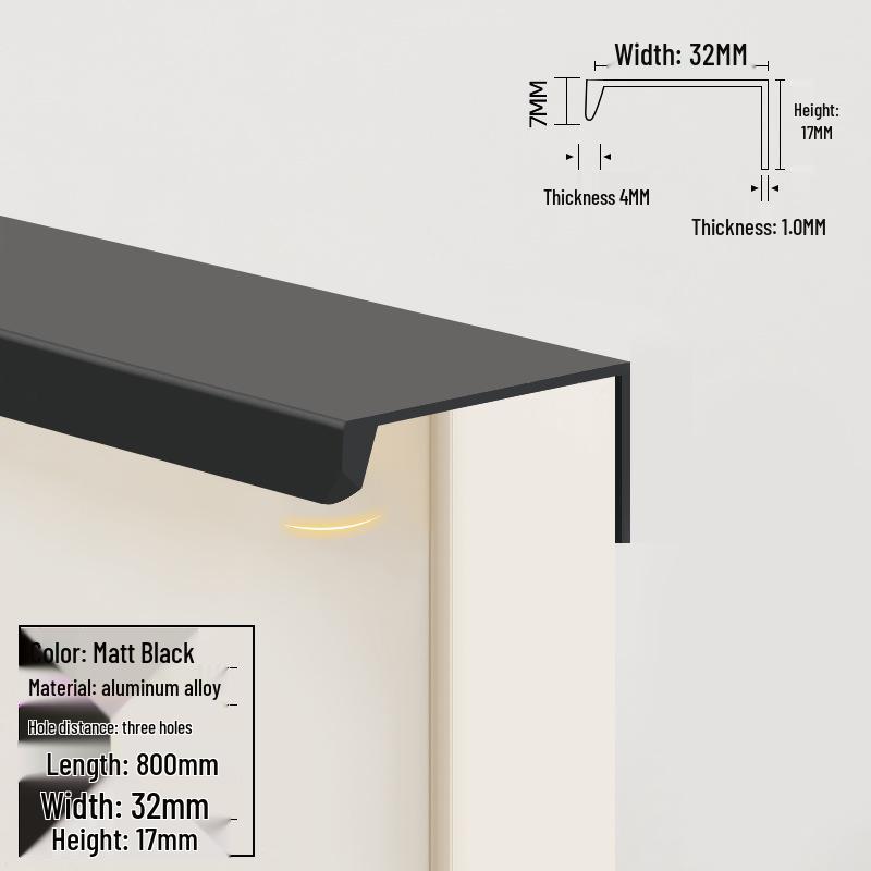 Concealed Edge-Banding Cabinet Door and Drawer Handle