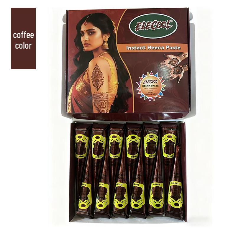 Plant-Based Henna Tattoo Paste: Hand-Painted Semi-Concealing Cream with Various Shades Available