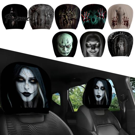 Einfach zu installierendes Auto-Sitzzubehör, Universale Abdeckung, Gruselige Kopfstützenbezüge, Atmungsaktives Innenraum-Styling, Elastisch für Limousine, LKW, SUV Fahrzeuge