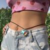 Gothic Irregular Big Love Heart Pendant Waist Belly Chain Women Korean Velvet Body Chain Adjustable Chain Y2K Jewelry