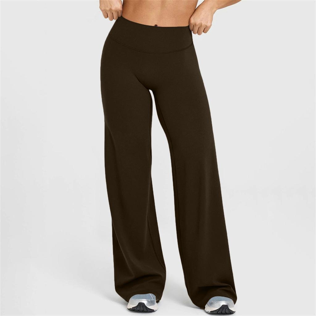 Women's High-Waist Flare Loose-Fit Straight Yoga Pants For Outdoor Sports