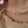 14K Gold-Plated Mother-of-Pearl Pendant with S925 Sterling Silver Clavicle Chain - Simple Korean Style for Women