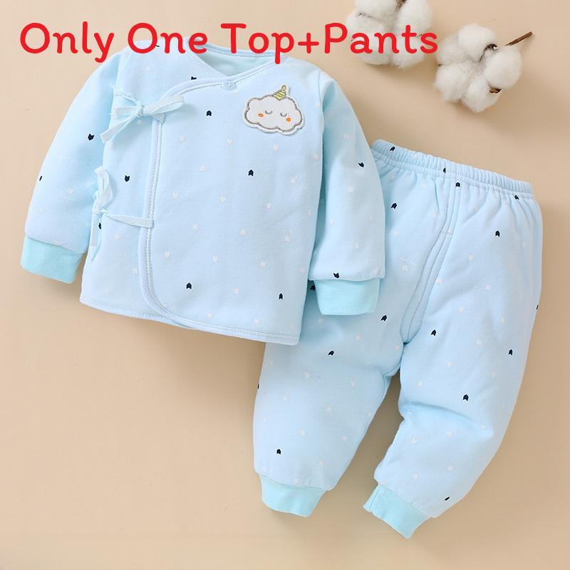 Newborn Baby Clothes Cotton Thick T Shirt Set With Stripes For Winter Comfort