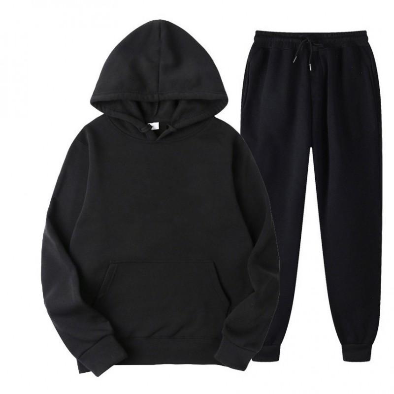 Einfarbiges Hoodie-Set Herren Damen Freizeit-Sportbekleidung Schlichtes Sweatshirt Jogginghose