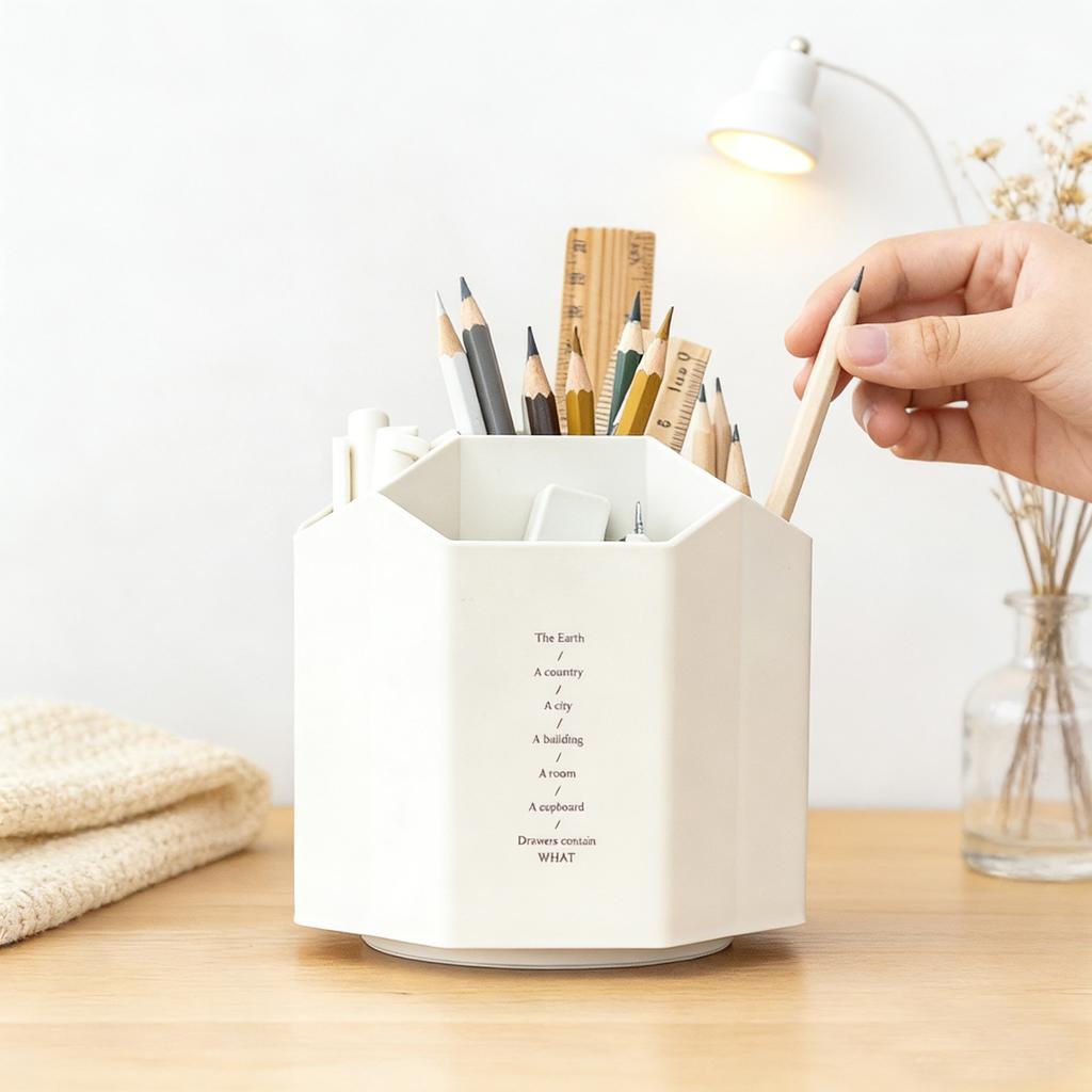 Rotating Large Capacity High-value Storage Pen Holder, Simple Desktop Office Dormitory Storage Box
