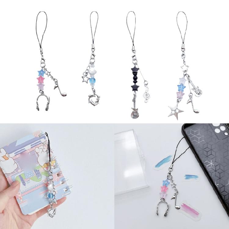 Sweet Cool Earphone Notes Star Guitar Hanging Pendant Phone Strap Bag Decoration