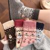 Winter Fair Island Wool Socks, Female Snowman, Christmas Tree, Thick and Warm Mid-calf Socks for Autumn and Winter