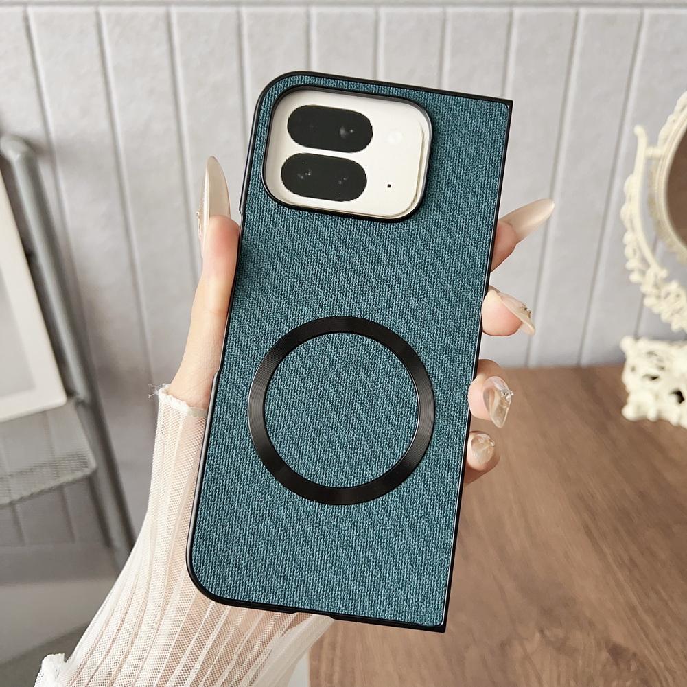 Magsafe Magnetic Plain Leather Case For Google Pixel 10 Pro Fold Pixel10 Pro Fold  Cloth Wireless Charging Cover