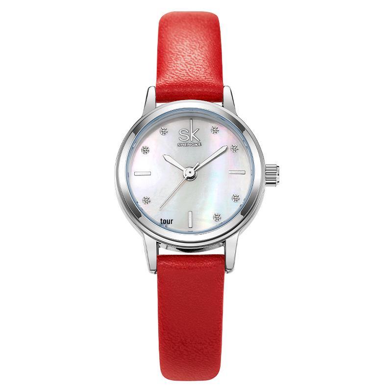 SK Women s High-End Mother-of-Pearl Dial Leather Strap Watch 9024