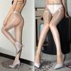 Ultra Thin Shimmering Oil Shiny Sheer Open Crotch Pantyhose For Women
