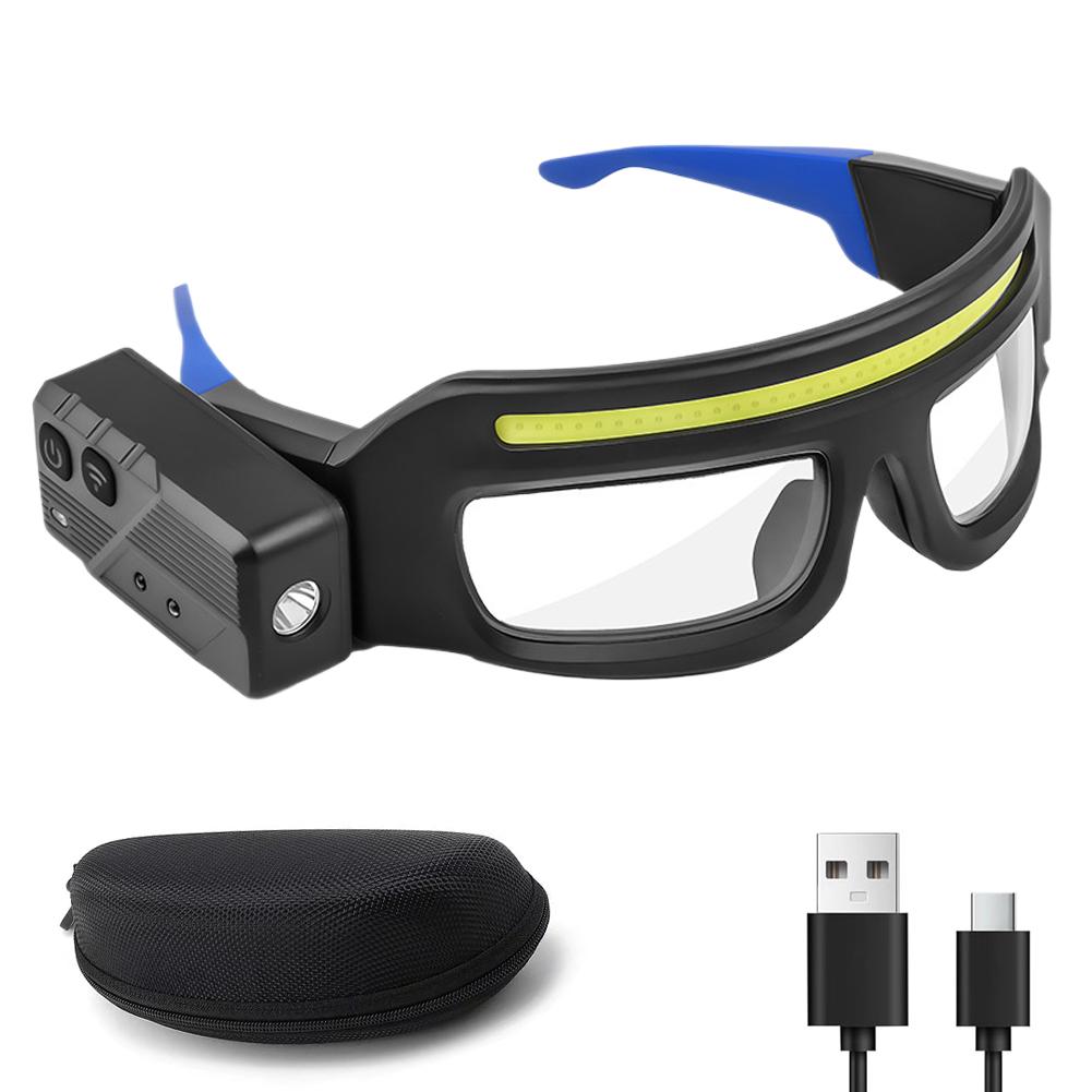 Ultra-Bright Hands-Free Headlamp Glasses, Touch-Sensitive LED Light for Night Cycling, Running, Fishing & Outdoor Work, Recharge