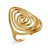 Stainless Steel Exggerated Geometric Ring Set for Women Men Vintage Metal Spiral Line Adjustable Finger Ring Party Jewelry