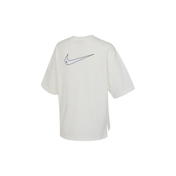 Nike Sportswear Logo Round Neck Casual Loose Short Sleeve T-Shirt Women T-Shirt White HJ3947133