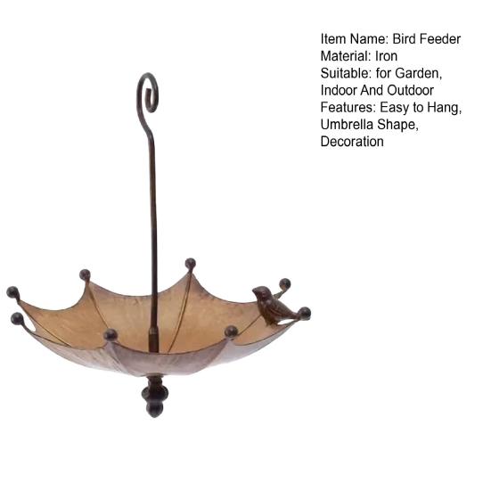 Outside Umbrella Bird Feeder Weather-proof Metal Hanging Outdoor Garden Patio Yard Hanging Bird Bath Feeding Bowl Decoration