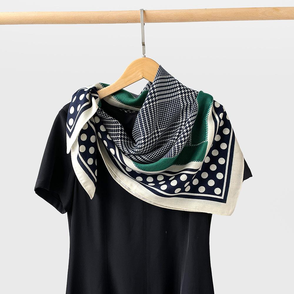 Simple polka dot print fashion square scarf, herringbone silk scarf, shawl, ladies’ scarf 90*90cm