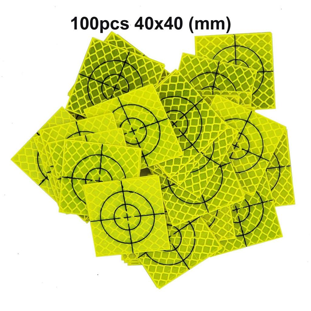 100pcs Total Station Reflector 20/30/40/50/60mm Fluorescent Yellow Reflector Sheet Target Aim Target Sticker Measurement