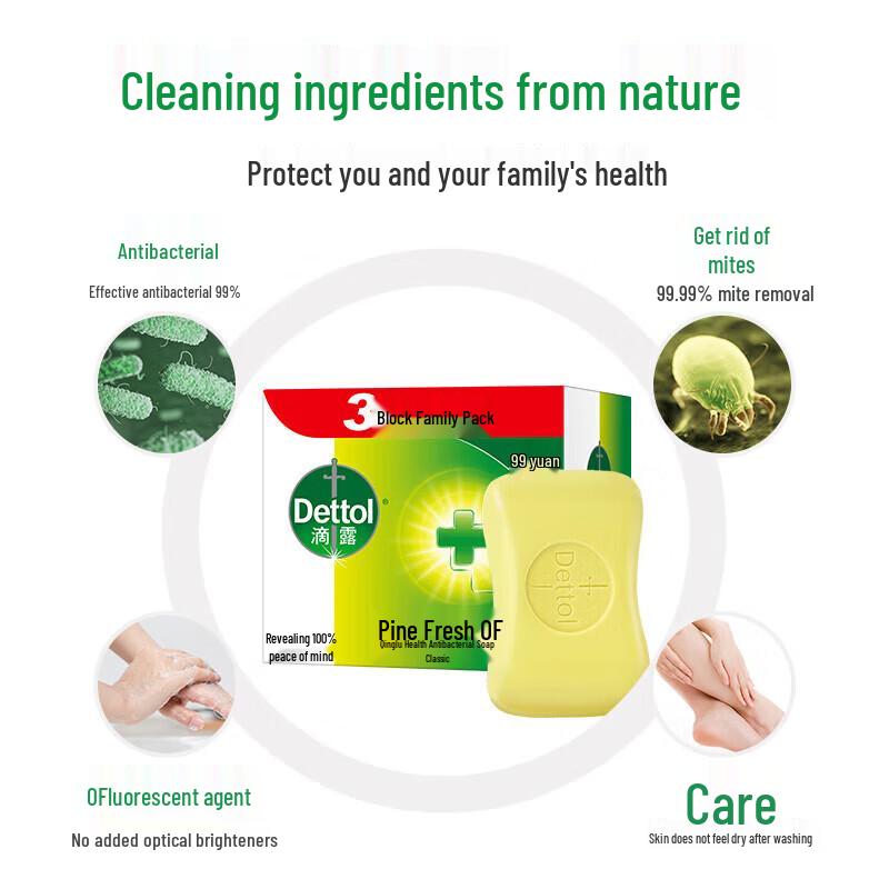 Dettol Sabonete em Barra Antibacteriano Saudável, Frescor de Pinho & Toque Cítrico (Pacote com 9 unidades)