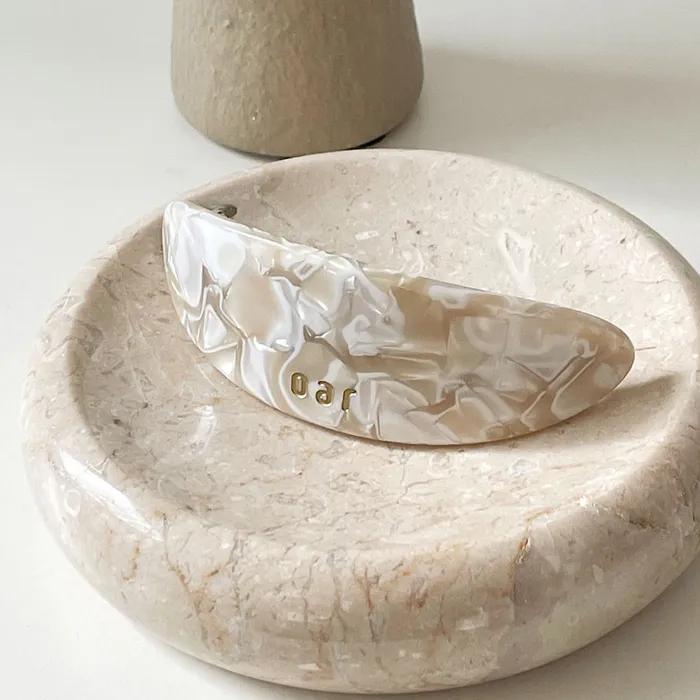 Classic Big Marble Barrette [Ivory Marble]