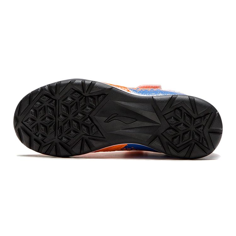 Li Ning Kids Assault Velcro Non-Slip Shock Absorbing Durable Lightweight Low-Top Soccer Shoes Kids Soccer Shoes Blue Orange YKGS004-1